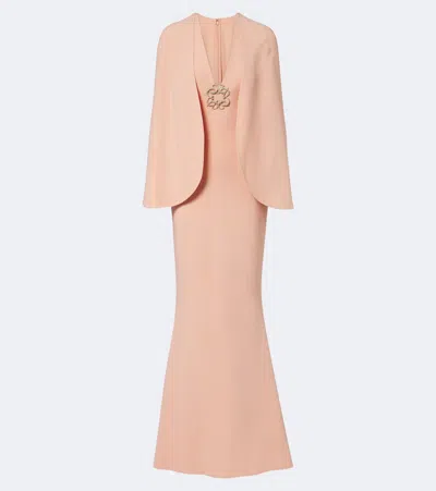 Elie Saab Embellished Caped Cady Gown In Pink