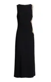 Elie Saab Embellished Cutout Cady Midi Dress In Black
