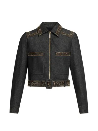 Elie Saab Embellished Denim Jacket In Black