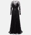 Elie Saab Sequin Motif Gown In Black