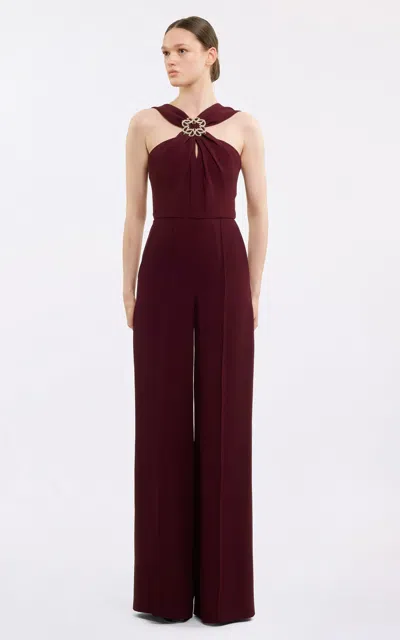 Elie Saab Embellished Jumpsuit In Burgundy