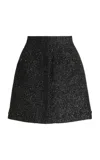 Elie Saab Embellished Lurex-tweed Mini Skirt In Black