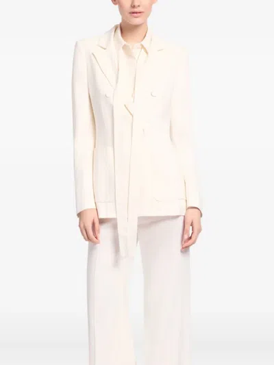 Elie Saab Embellished Pinstripe Crepe Blazer In White