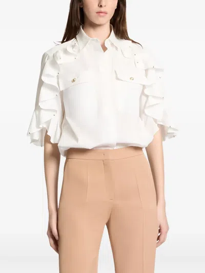 Elie Saab Embellished Ruffle Shirt In White