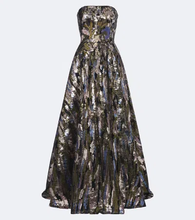 Elie Saab Embellished Silk-blend Bustier Gown In Multicolor