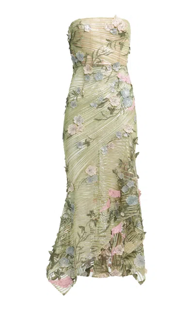 Elie Saab Embellished Tulle Midi Dress In Green