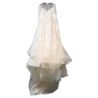 Elie Saab Embellished Wedding Gown In White Polyamide In Multi