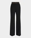 Elie Saab Embellished Wide-leg Cady Pants In Black