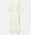 Elie Saab Embroidered Cotton Midi Dress In Weiss