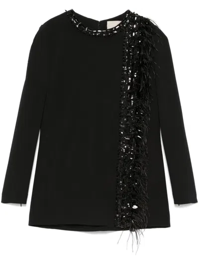 Elie Saab Embroidered Cady Blouse In Black