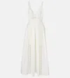 Elie Saab Embroidered Cotton-blend Midi Dress In White
