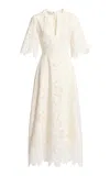 Elie Saab Embroidered Cotton Midi Dress In White