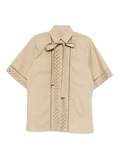 Elie Saab Embroidered Cotton Shirt In Yellow