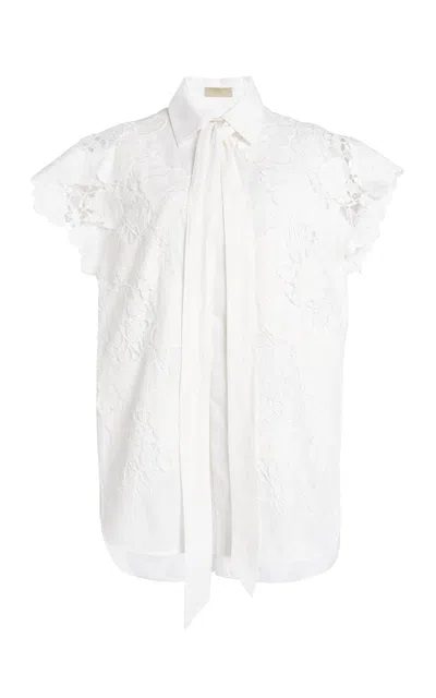 Elie Saab Embroidered Cotton Shirt In White