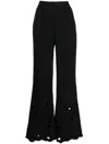 Elie Saab Embroidered Cut-out Flared Trousers In Black