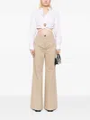Elie Saab Embroidered Gabardine Pants In Neutral