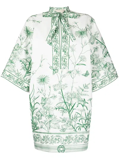 Elie Saab Embroidered Half-sleeves Dress In White