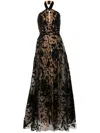 Elie Saab Embroidered Halter Gown In 黑色