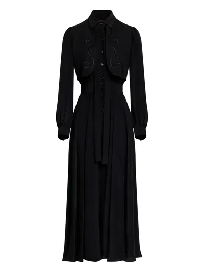 Elie Saab Embroidered Maxi Dress In Black