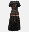 Elie Saab Embroidered Mesh Midi Dress In Black