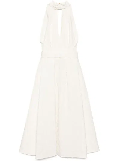 Elie Saab Embroidered Midi Dress In 白色