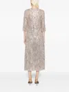 Elie Saab Embroidered Midi Dress In Silver
