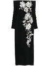 Elie Saab Embroidered Off-shoulder Midi Dress In Black