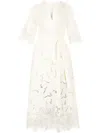 Elie Saab Embroidered Cotton Midi Dress In Weiss