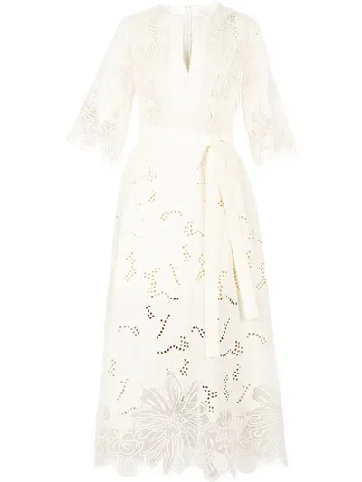 ELIE SAAB EMBROIDERED MIDI DRESS