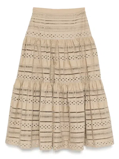 Elie Saab Embroidered Midi Skirt