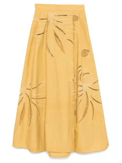 Elie Saab Embroidered Midi Skirt