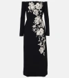 Elie Saab Embroidered Off-shoulder Midi Dress In Black