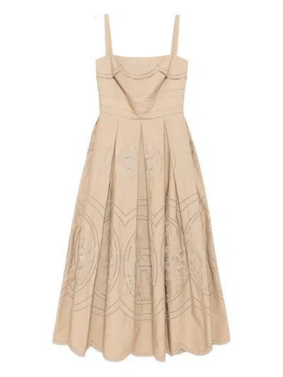 Elie Saab Embroidered Ong Dress In Neutral
