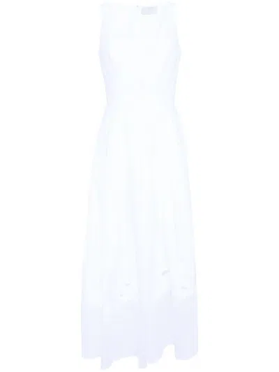 Elie Saab Embroidered Pleated Dress In White