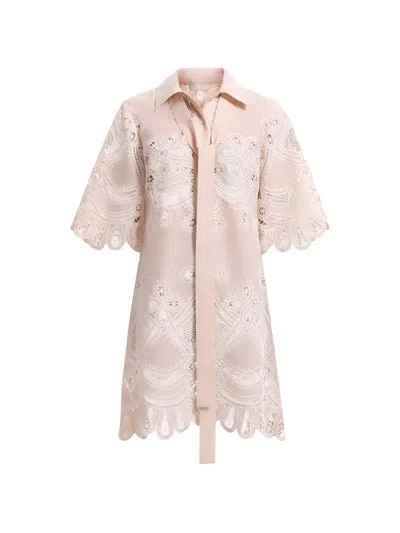 Elie Saab Embroidered Pussy-bow Mini Dress In Pattern