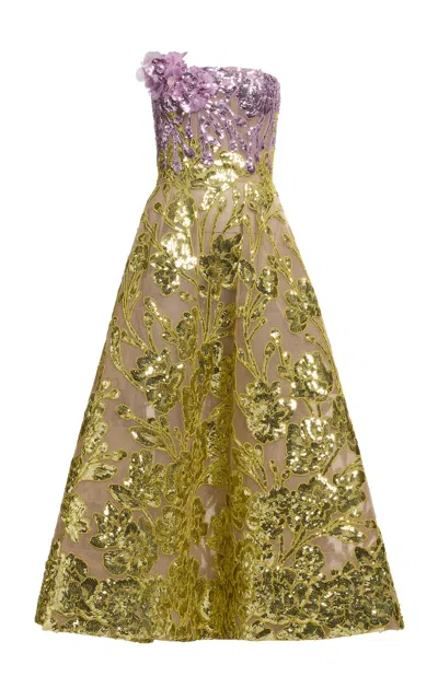 Elie Saab Embroidered Sequined Gown In Multi