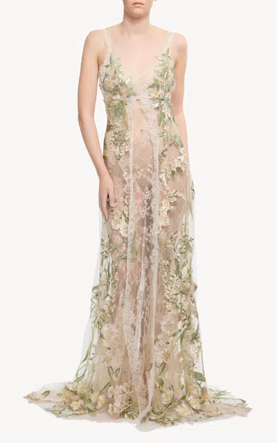 Elie Saab Embroidered Sequined Long Vest In Multi
