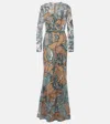 Elie Saab Embroidered Silk-blend Gown In Blue