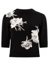 ELIE SAAB EMBROIDERED SWEATER WITH 3/4 SLEEVES