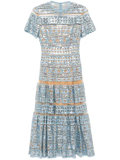 ELIE SAAB EMBROIDERED TULLE DRESS