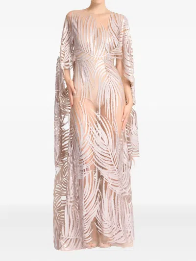 Elie Saab Embroidered Sheer Tulle Gown