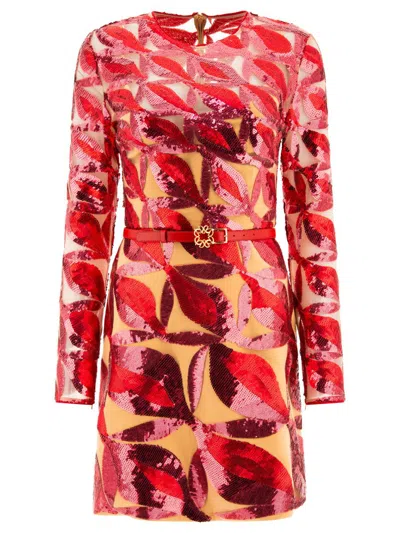 Elie Saab Embroidered Tulle Dress Dresses Red