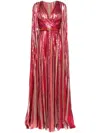 Elie Saab Caped Sequined Tulle Gown In Red