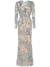Elie Saab Embroidered Silk-blend Gown In 中性色