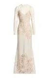 Elie Saab Embroidered Tulle Gown In Off-white