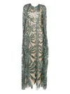 Elie Saab Embroidered Tulle Kaftan In Green