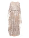 Elie Saab Embroidered Tulle Long Dress In Neutral