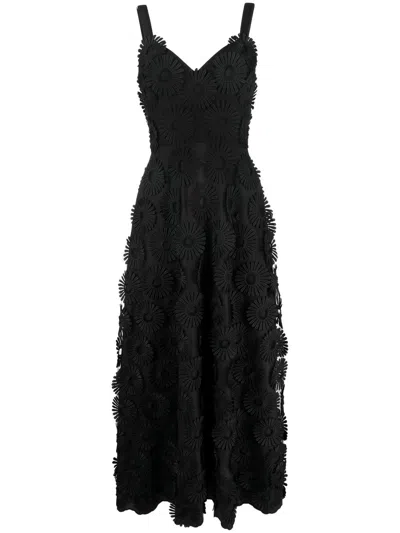Elie Saab Embroidered Tulle Maxi Dress In Black