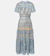 Elie Saab Embroidered Tulle Maxi Dress In Blue