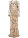 Elie Saab Embroidered Tulle Maxi Dress In Neutral